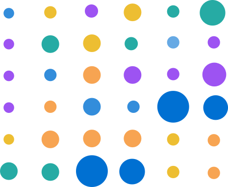 A matrix chart with each dot having a different color